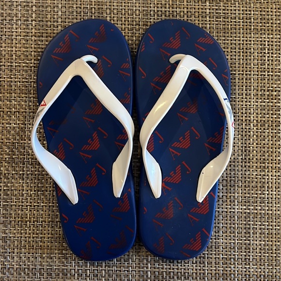 Armani Jeans Blue White Logo FlipsSize 41 (10) - Picture 5 of 5